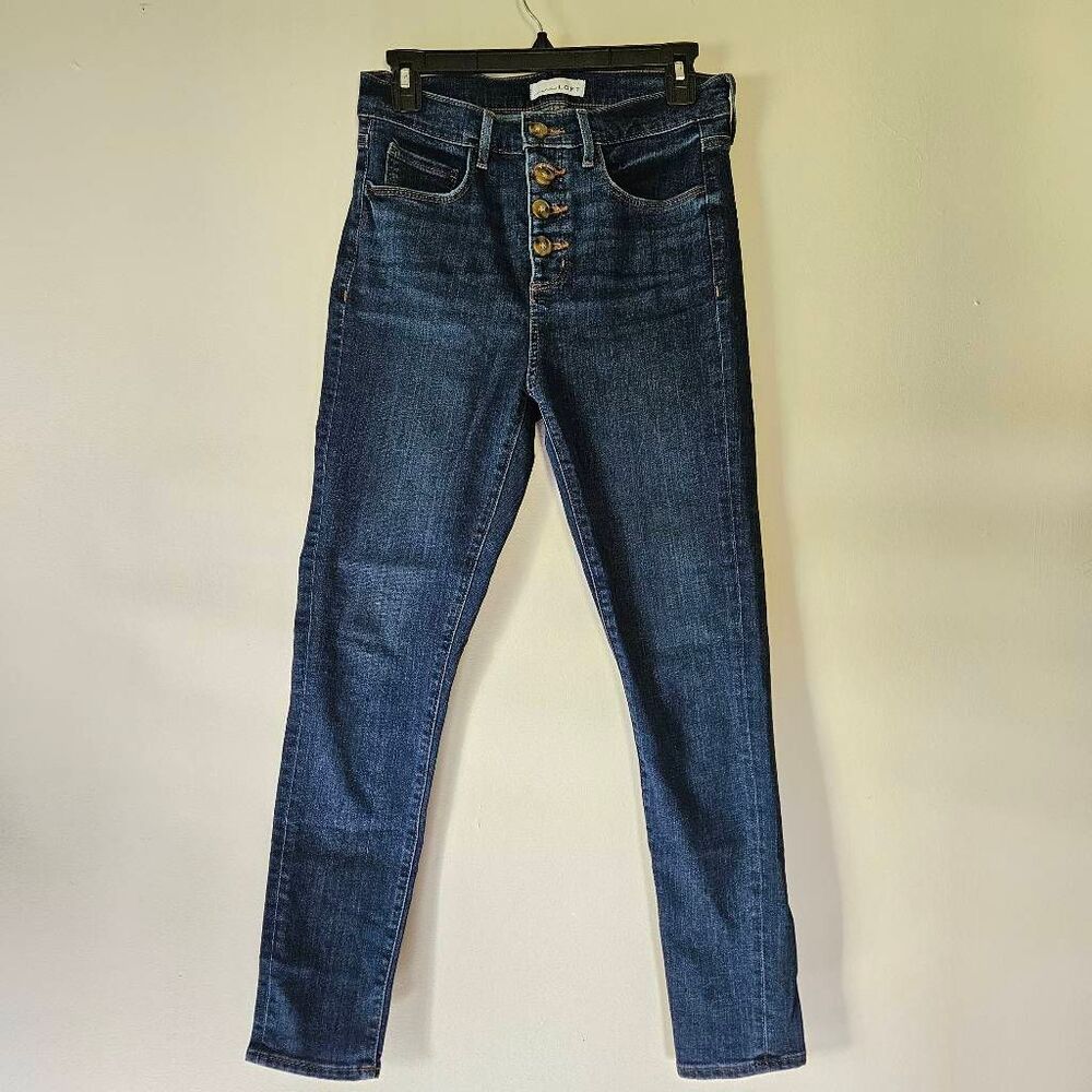 LOFT High Waist Skinny Jeans Button Fly Dark Wash Women's Size 27/4